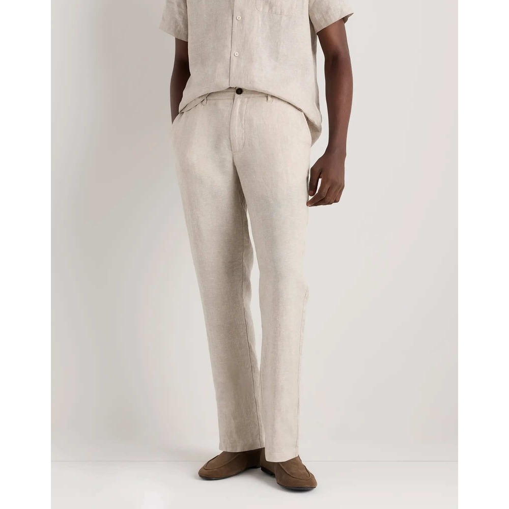 Quince Mens European Linen Trousers Flax Tan Beige Pants 34x34 NWT